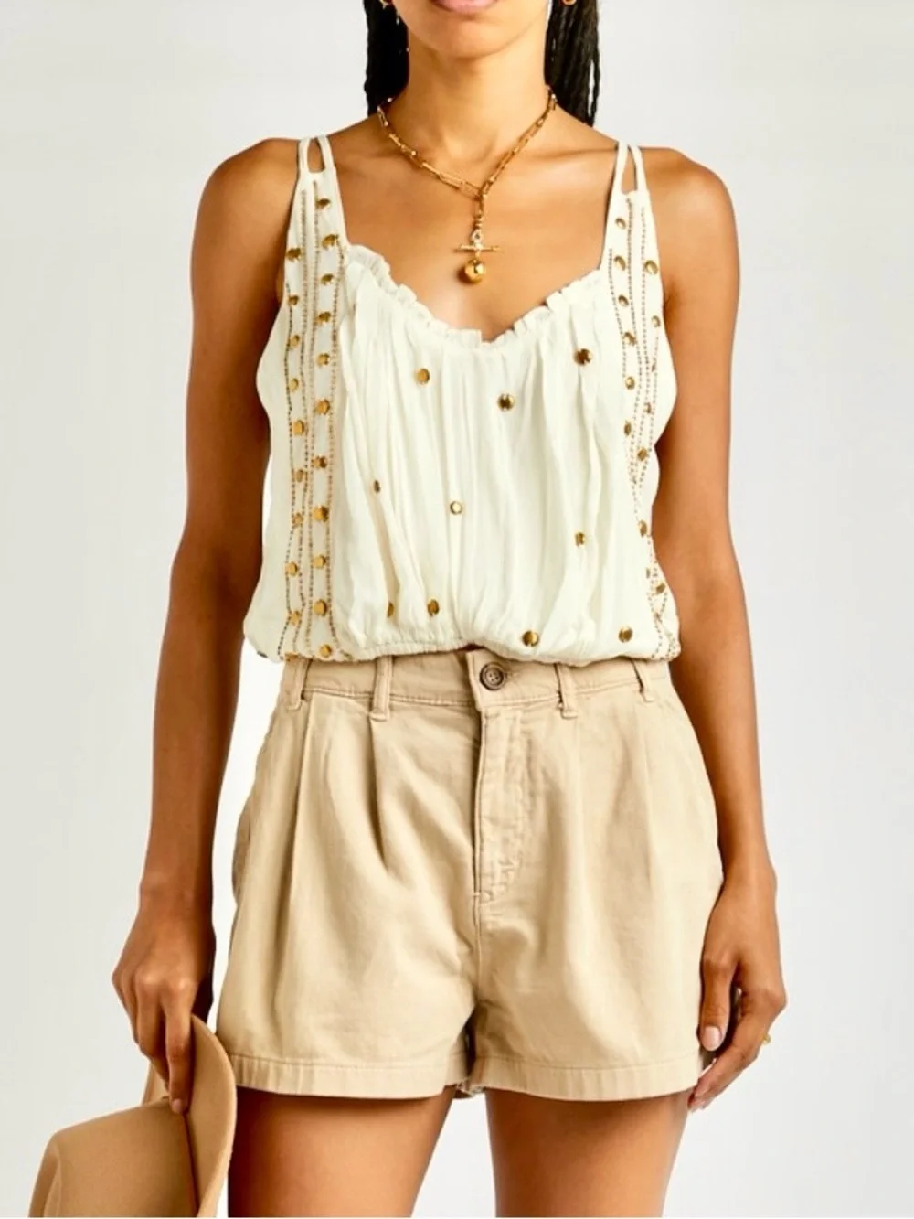 Free People Virgo Ivory Studded Camisole NWT - Picture 2 of 6